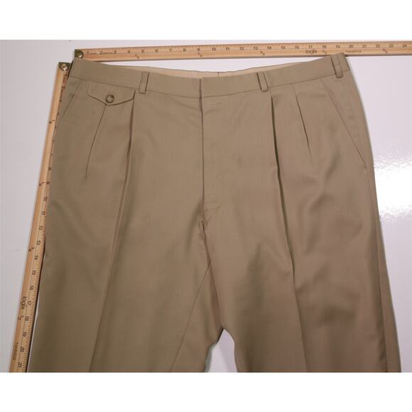 Ying Tai Ltd Bespoke Tailored VBC Wool Solid Tan Pleated Dress Pants 40x28 - Picture 4 of 6